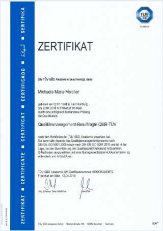 Zertifikat Qualitätsmanagement Beauftragter TÜV SÜD