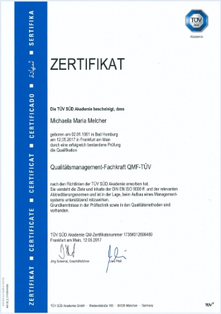Zertifikat Qualitätsmanagement Fachkraft TÜV SÜD